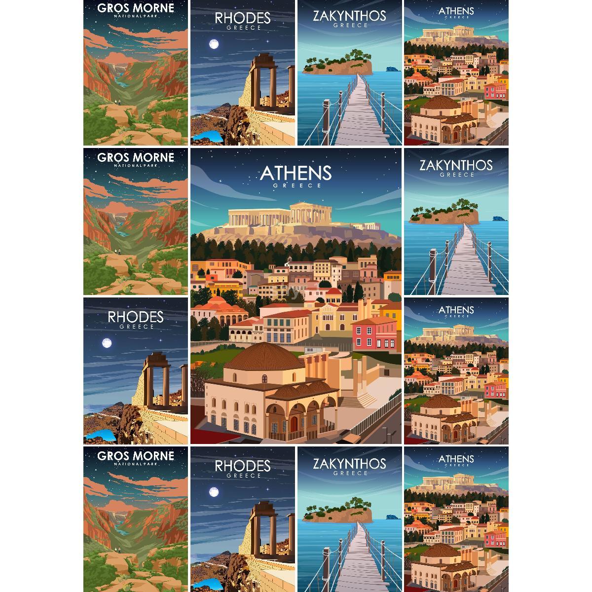 Vintage Collectible Posters - Affiche de voyage Vintage athènes grèce,